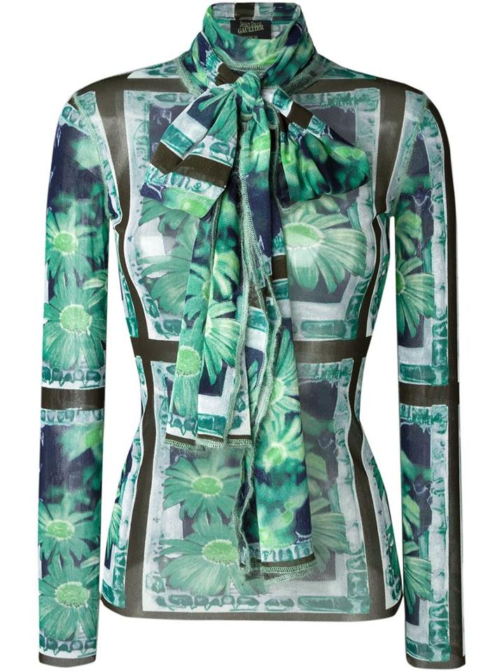 Jean Paul Gaultier Vintage Floral Pussy Bow Top