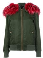 Mr & Mrs Italy - Zipped Hooded Jacket - Women - Cotton/mink Fur/polyamide/racoon Fur - Xs, Green, Cotton/mink Fur/polyamide/racoon Fur