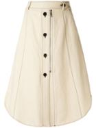 Sportmax - Buttoned Midi Skirt - Women - Cotton/linen/flax/viscose - 42, Nude/neutrals, Cotton/linen/flax/viscose