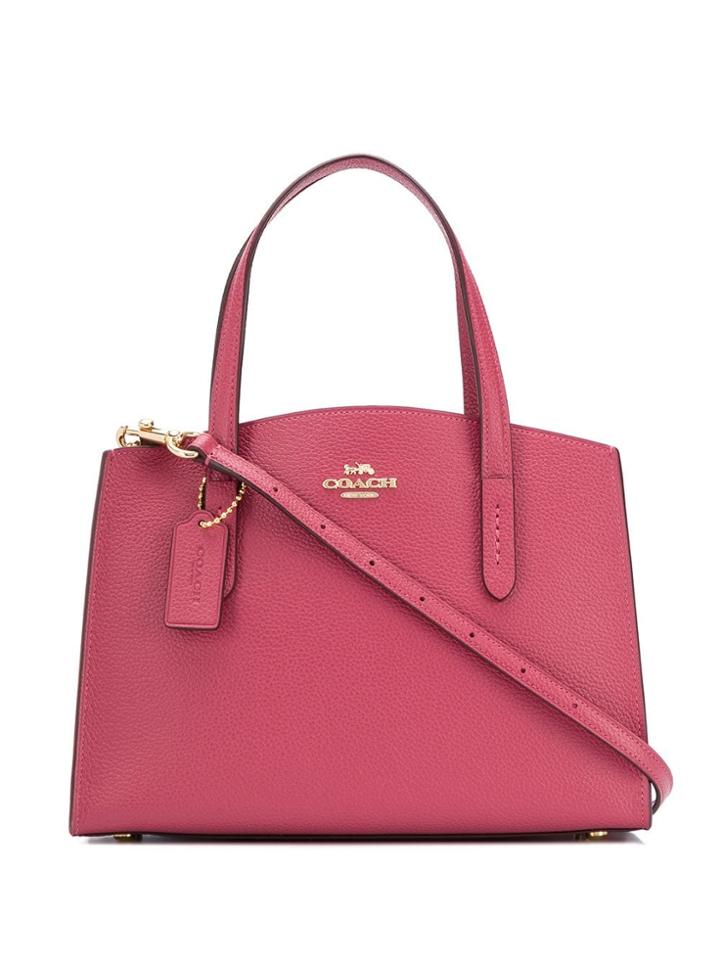 Coach Logo Plaque Tag Detail Bag - Pink