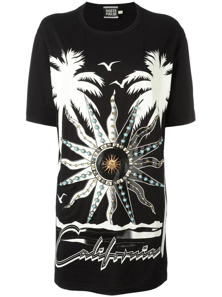 Fausto Puglisi Embellished Oversized T-shirt, Women's, Size: 38, Black, Cotton/metal (other)