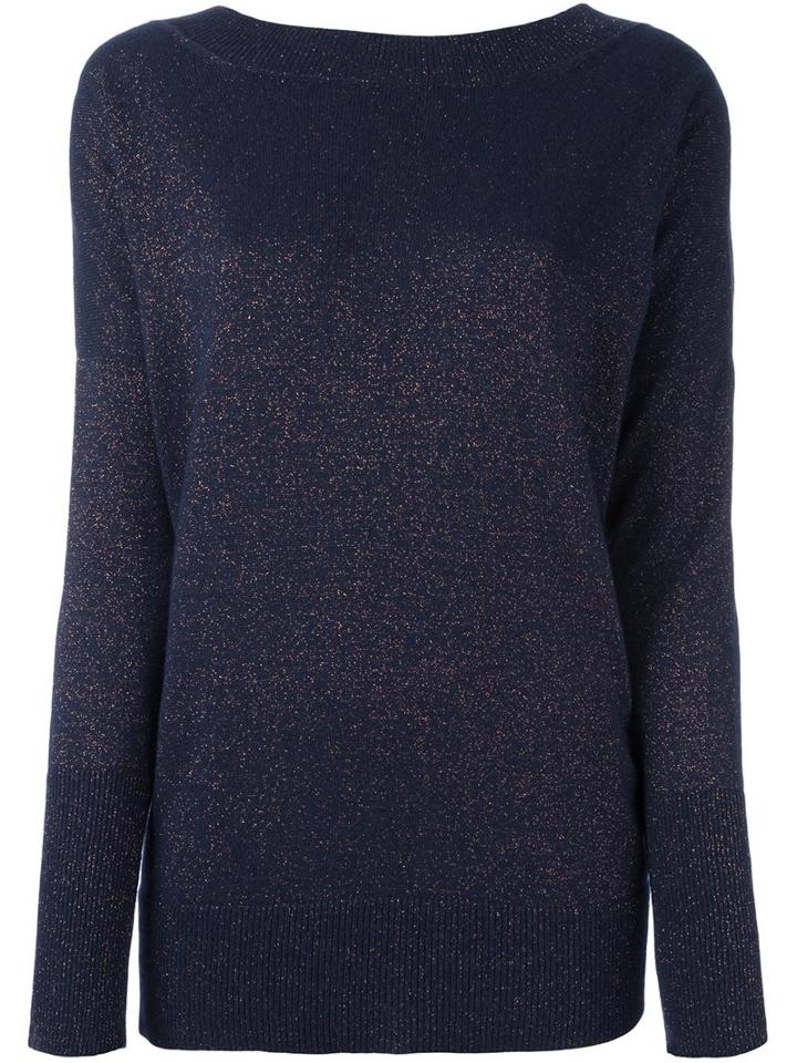 Giada Benincasa Boat Neck Glittery Pullover, Women's, Size: Medium, Blue, Polyamide/polyester/viscose/wool