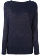 Giada Benincasa Boat Neck Glittery Pullover, Women's, Size: Medium, Blue, Polyamide/polyester/viscose/wool