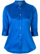 Blanca 3/4 Sleeve Sheen Shirt - Blue