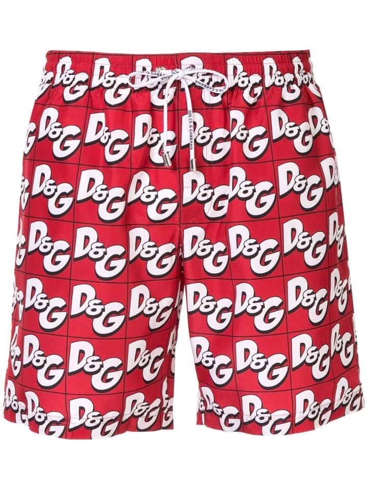 Dolce & Gabbana Mid-length Logo Shorts - Red