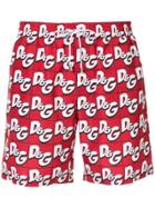 Dolce & Gabbana Mid-length Logo Shorts - Red