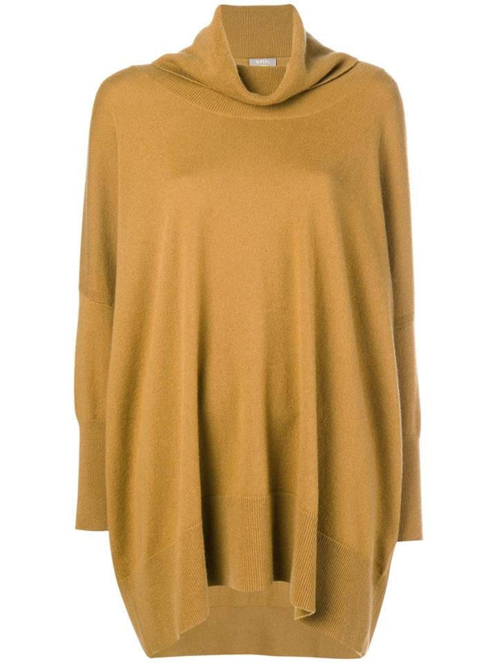 N.peal Cowl Neck Knitted Poncho - Yellow