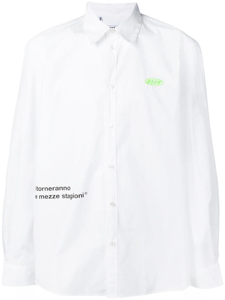 Msgm Slogan Print Shirt - White