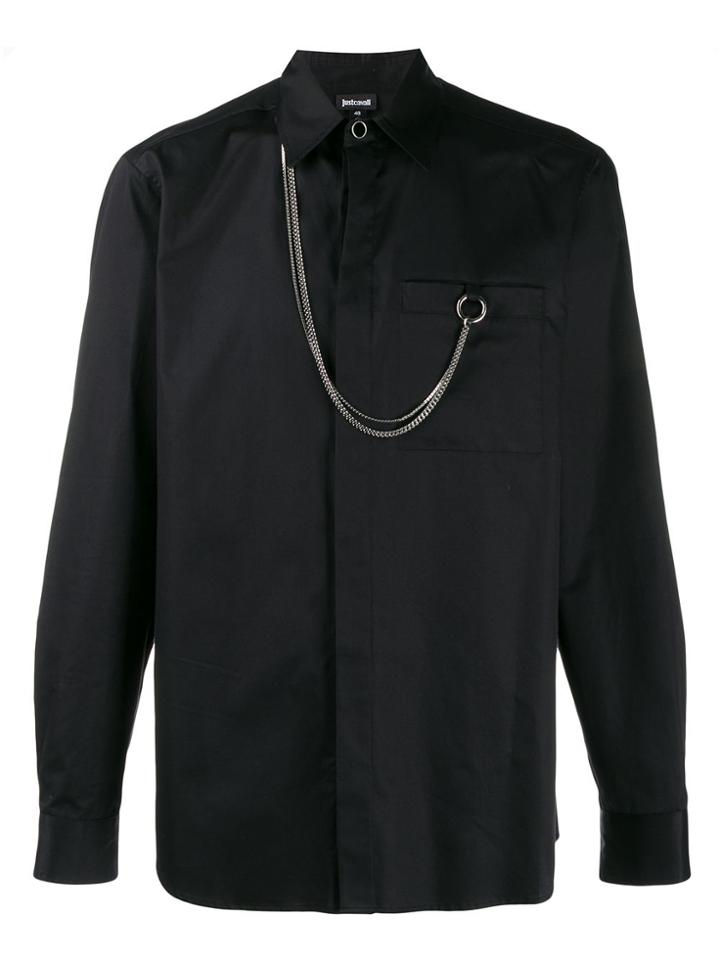 Just Cavalli Chain-detail Long-sleeve Shirt - Black