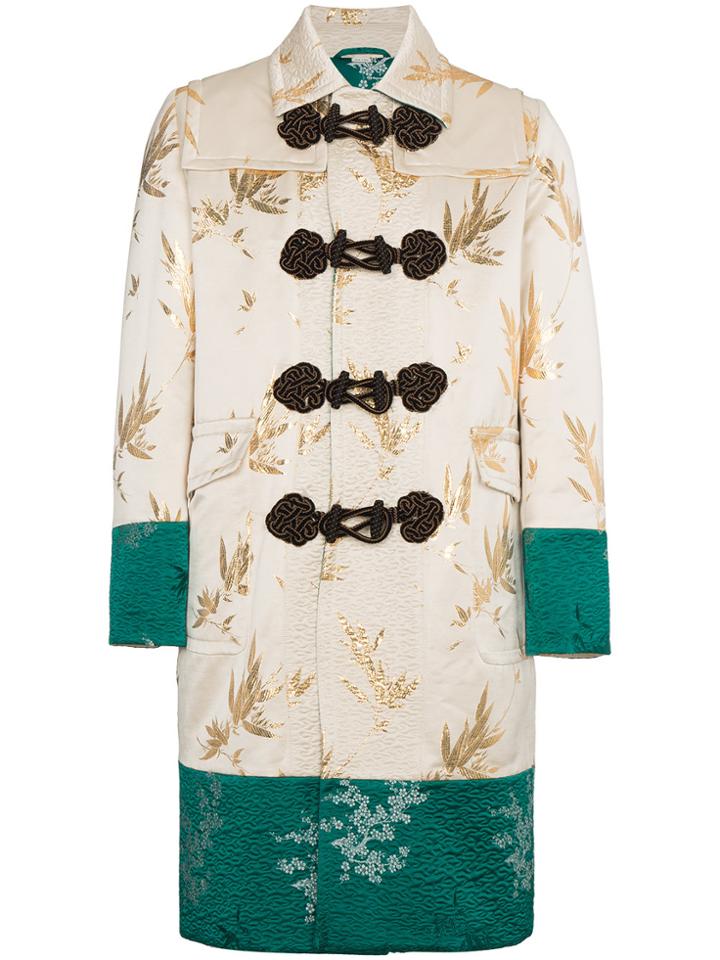 Gucci Jacquard Coat With Dragon Embroidery - Nude & Neutrals