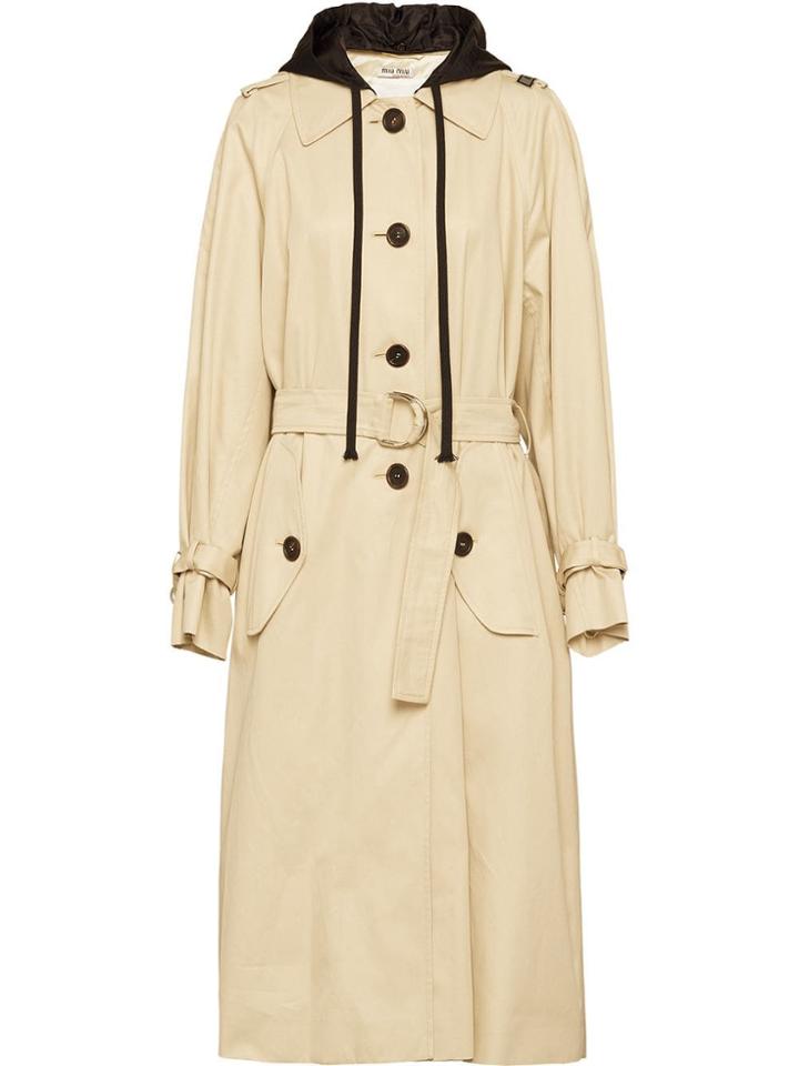 Miu Miu Gabardine Coat - Neutrals