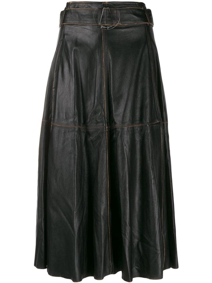 Golden Goose Akemi Leather A-line High Waist Skirt - Black