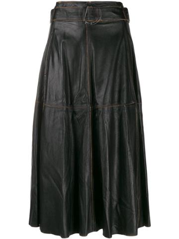 Golden Goose Akemi Leather A-line High Waist Skirt - Black
