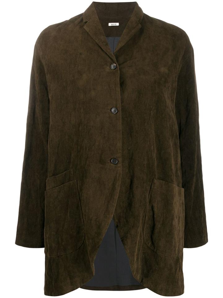 Apuntob Corduroy Single-breasted Blazer - Brown