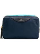 Anya Hindmarch Stack Triple Make Up Pouch In Navy Nylon With Green -