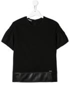 Dsquared2 Kids Teen Faux Leather Trimmed T-shirt - Black