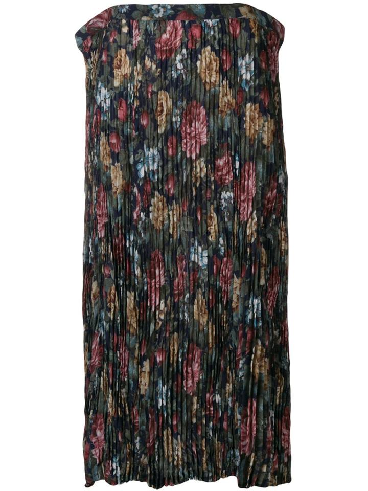 Junya Watanabe Floral Crepe Long Skirt - Blue