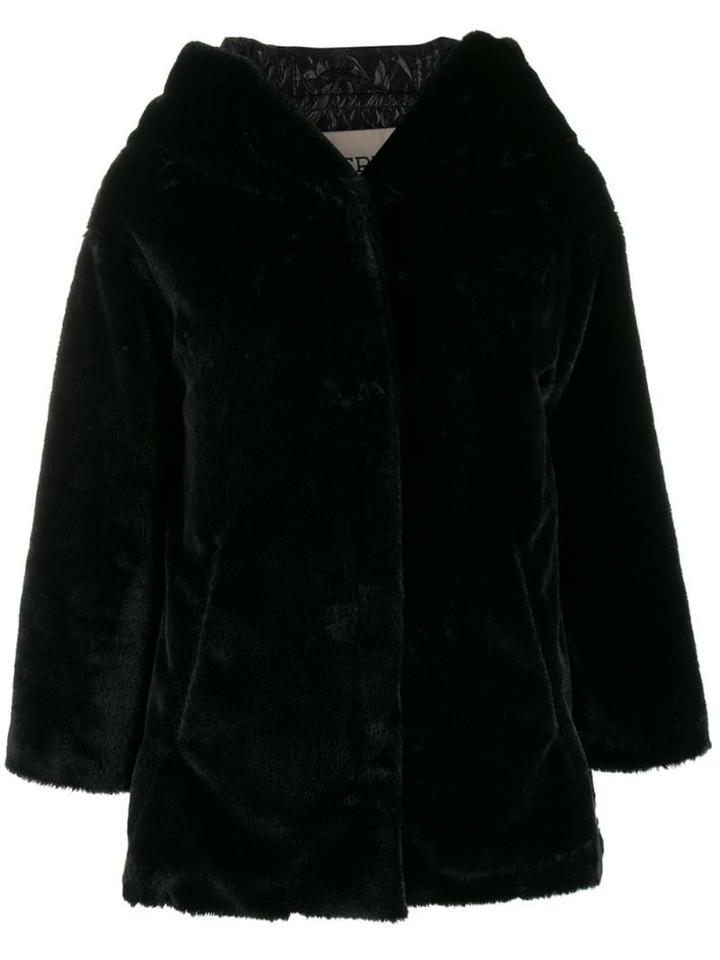 Herno Faux Fur Single-breasted Jacket - Black