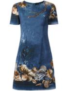 Alberta Ferretti Seashells Print Dress, Women's, Size: 40, Blue, Cotton/acetate/rayon/other Fibers