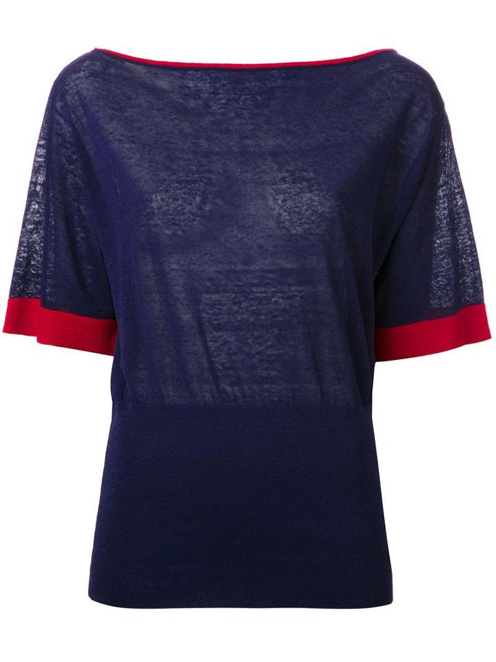 Scanlan Theodore Boat Neck Sweater, Women's, Size: S/m, Blue, Linen/flax