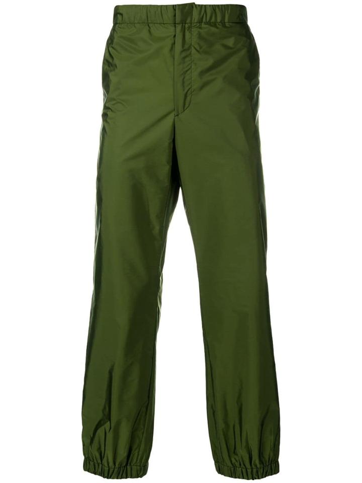 Prada Logo Cuff Trousers - Green