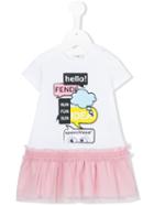 Fendi Kids - Tulle Trim T-shirt Dress - Kids - Cotton/spandex/elastane/polyamide - 24 Mth, White