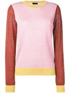 Stine Goya Perforated Colour-block Sweater - Pink & Purple