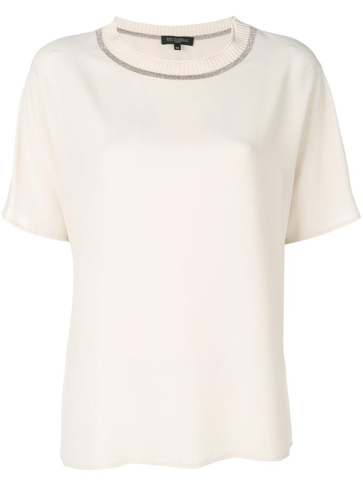 Antonelli Contrast Collar T-shirt - Nude & Neutrals