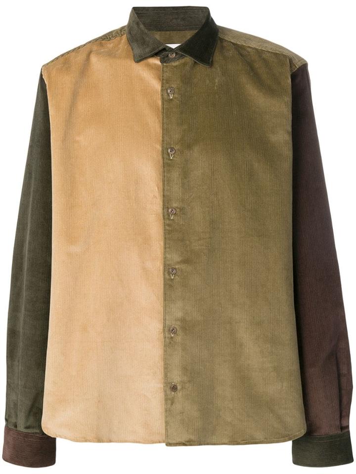 Ymc Colour-block Long Sleeve Shirt - Green