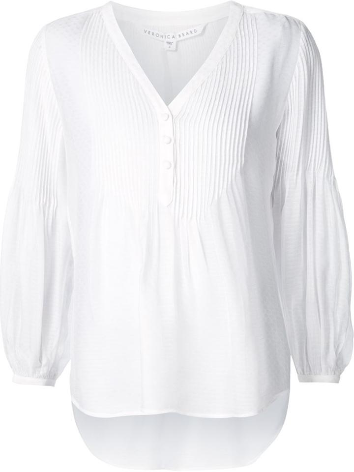 Veronica Beard Pierce Pintuck Boho Blouse, Women's, Size: 6, White, Silk/viscose