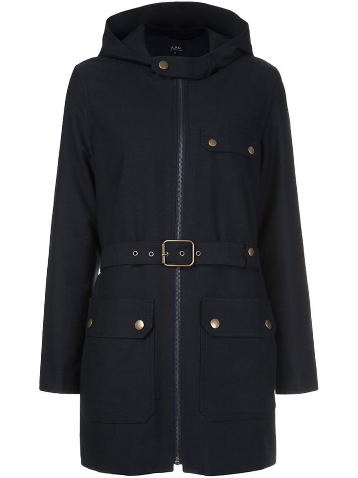 A.p.c. Belted Coat - Blue