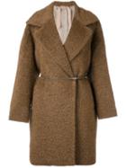 No21 Belted Coat, Women's, Size: 42, Brown, Cotton/polyamide/mohair/alpaca