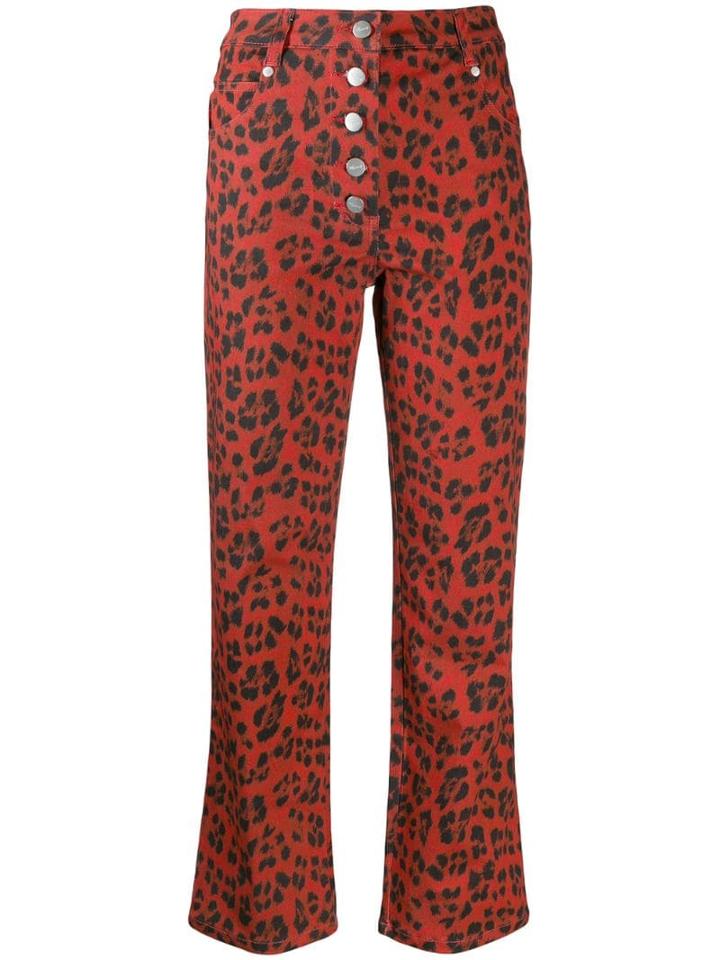 Miaou Leopard Print Jeans - Red