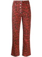 Miaou Leopard Print Jeans - Red