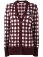 Christopher Kane Gingham Cardigan, Women's, Size: Large, Red, Wool/virgin Wool/cashmere