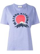 Maison Kitsuné Logo Print T-shirt, Women's, Size: Small, Pink/purple, Cotton