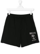 Moschino Kids Teen Embellished Logo Shorts - Black
