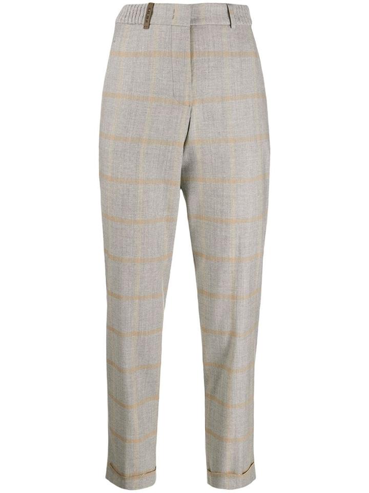 Peserico Slim Checked Trousers - Grey