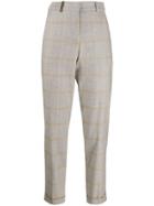 Peserico Slim Checked Trousers - Grey