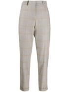Peserico Slim Checked Trousers - Grey