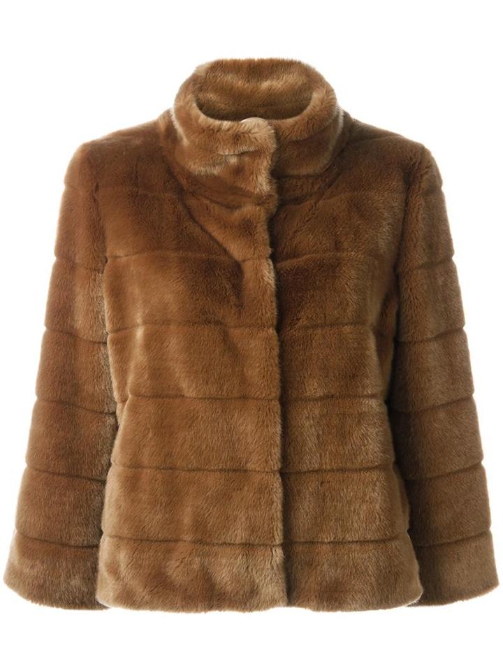 Armani Jeans Faux Fur Jacket, Women's, Size: 42, Brown, Polyester/modacrylic