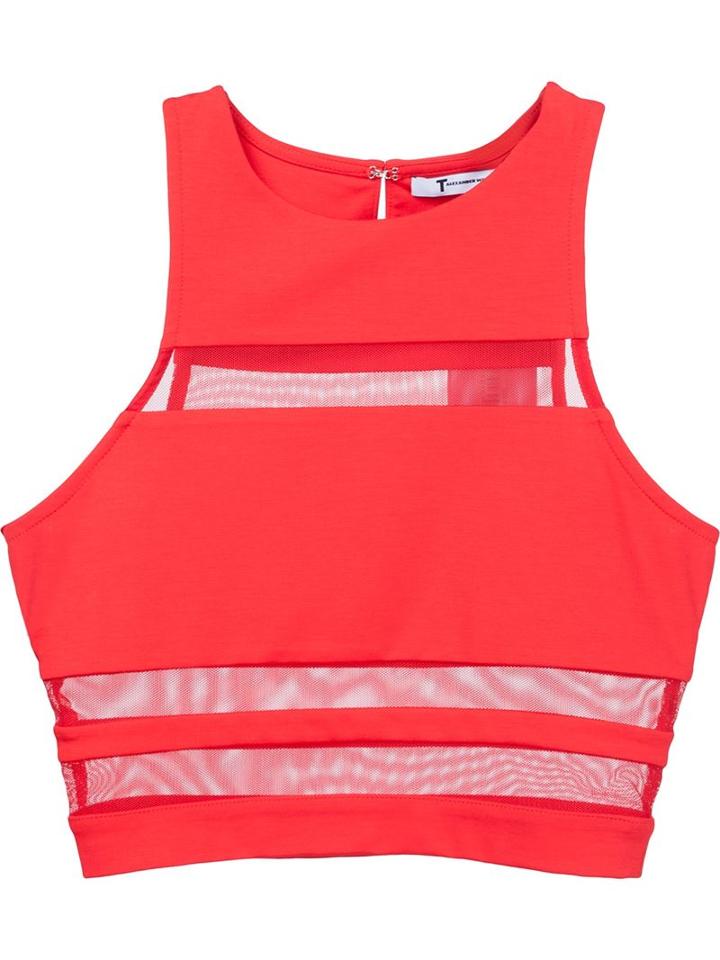 T By Alexander Wang Sheer Stripe Top, Women's, Size: S, Red, Modal/polyester/spandex/elastane
