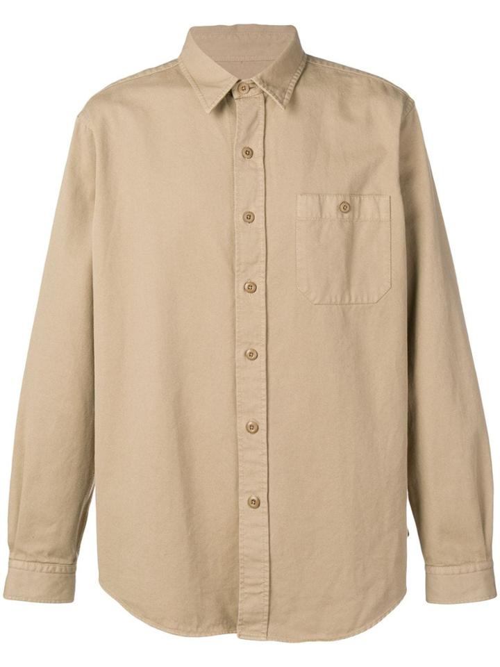 Ami Paris Classic-wide Fit Shirt With Buttoned Chest Pocket - Neutrals