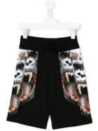 Marcelo Burlon County Of Milan Kids Printed Shorts, Size: 6 Yrs, Black