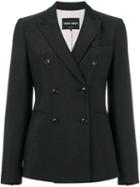 Giorgio Armani - Double-breasted Blazer - Women - Silk/polyamide/spandex/elastane/virgin Wool - 40, Black, Silk/polyamide/spandex/elastane/virgin Wool