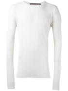 Isabel Benenato Ribbed Crew Neck Jumper, Men's, Size: Small, White, Cotton/wool