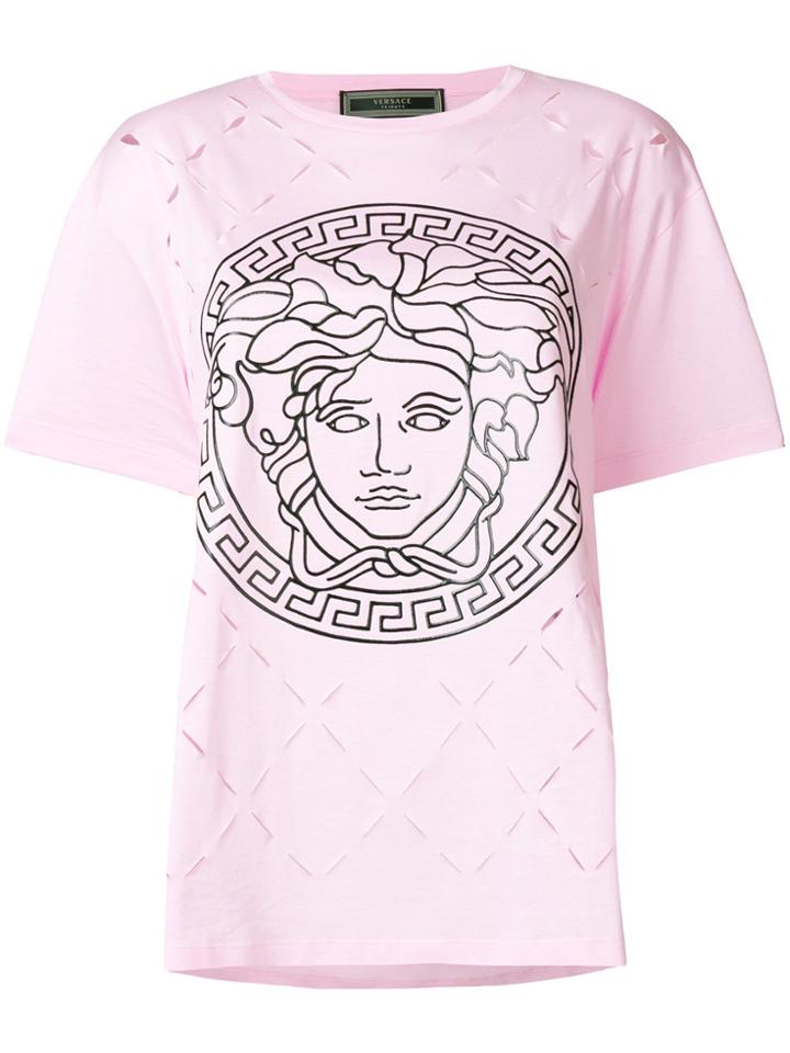 Versace Medusa Print T-shirt - Pink & Purple