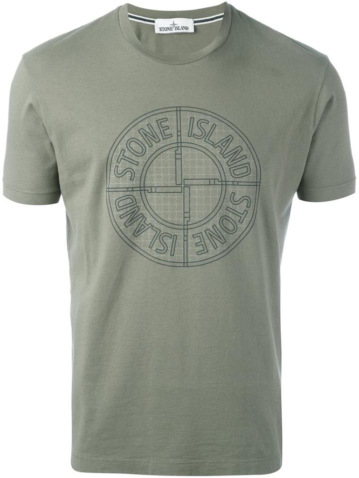 Stone Island Logo Print T-shirt, Men's, Size: Small, Green, Cotton