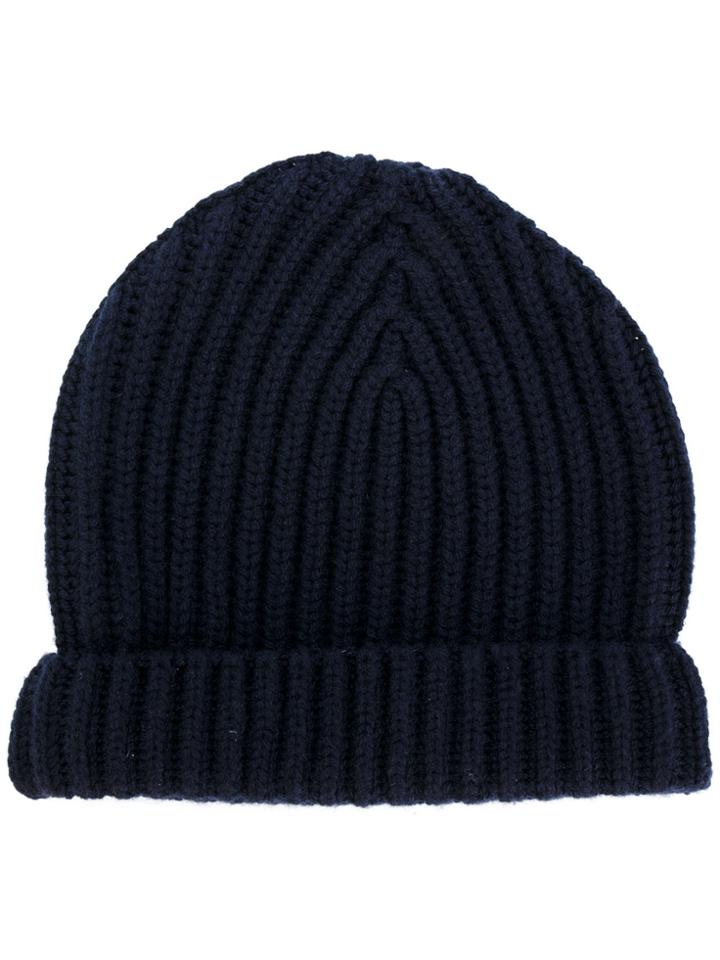 Zanone Ribbed Beanie - Blue