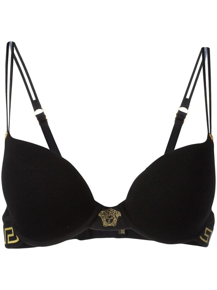 Versace Medusa Triangle Bikini, Women's, Size: 3, Black, Cotton/spandex/elastane/polyamide
